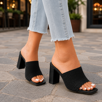 Elara Leather Mule Heels