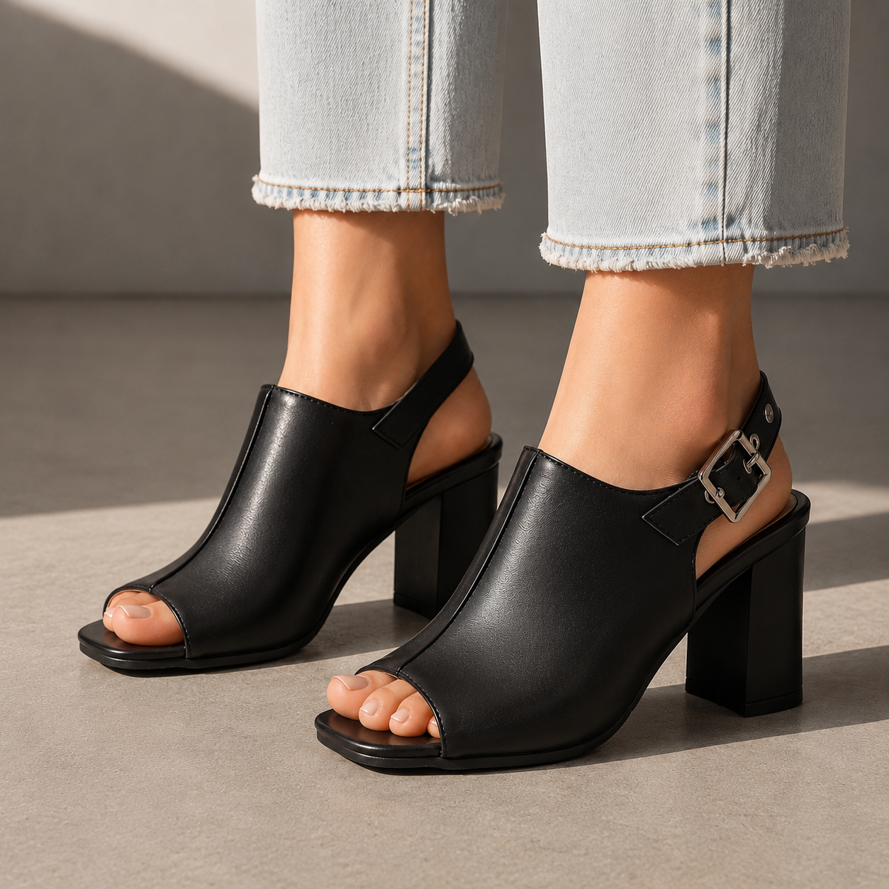 Mirella Leather Slingback Heels
