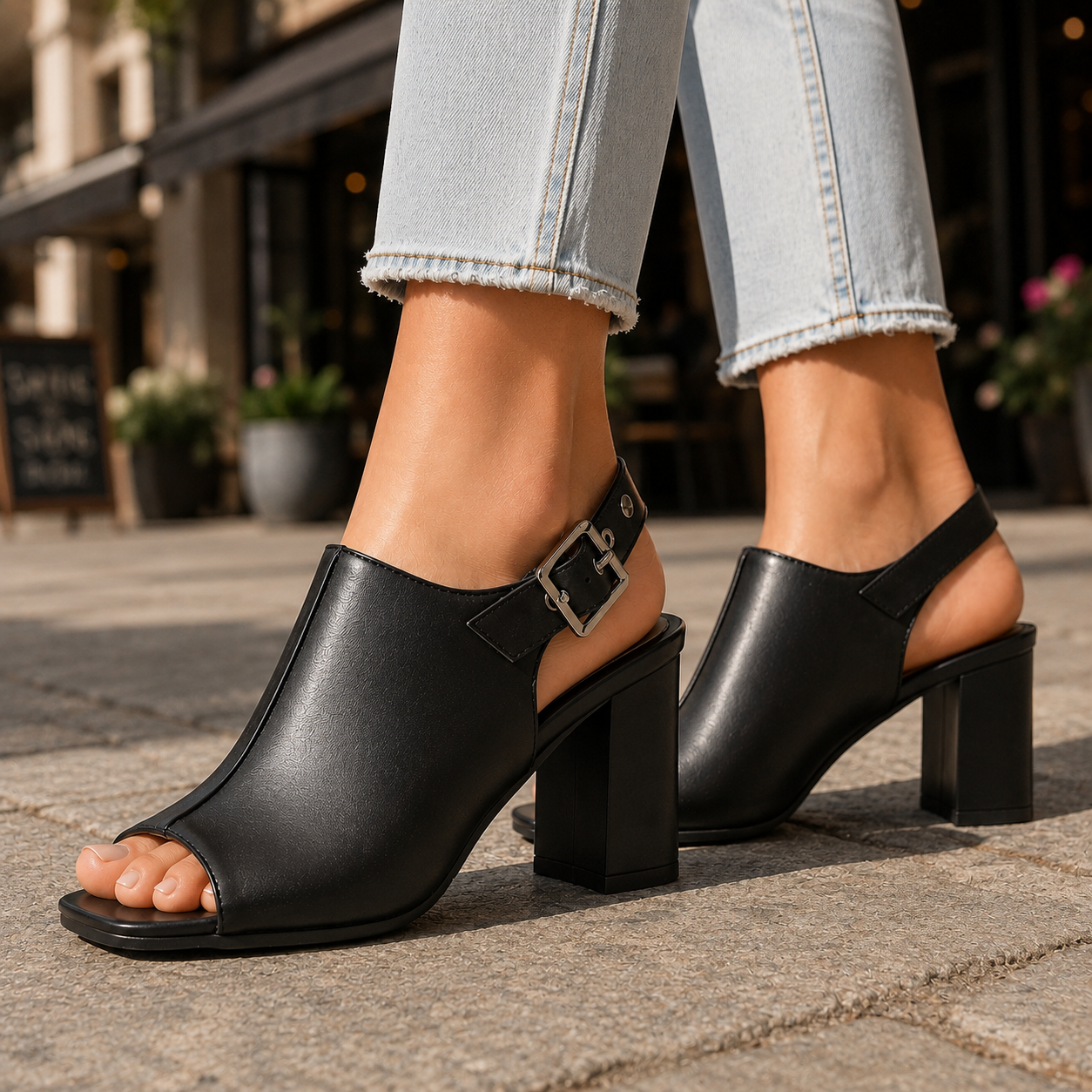 Mirella Leather Slingback Heels