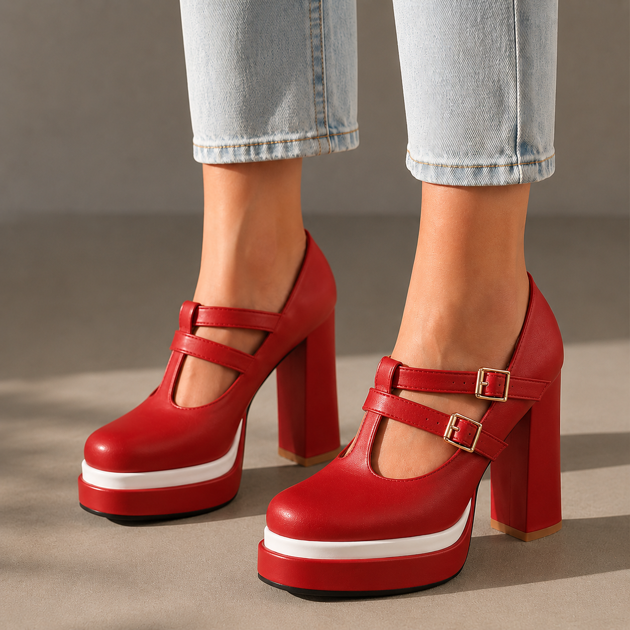 Elise Leather Mary Jane Heels