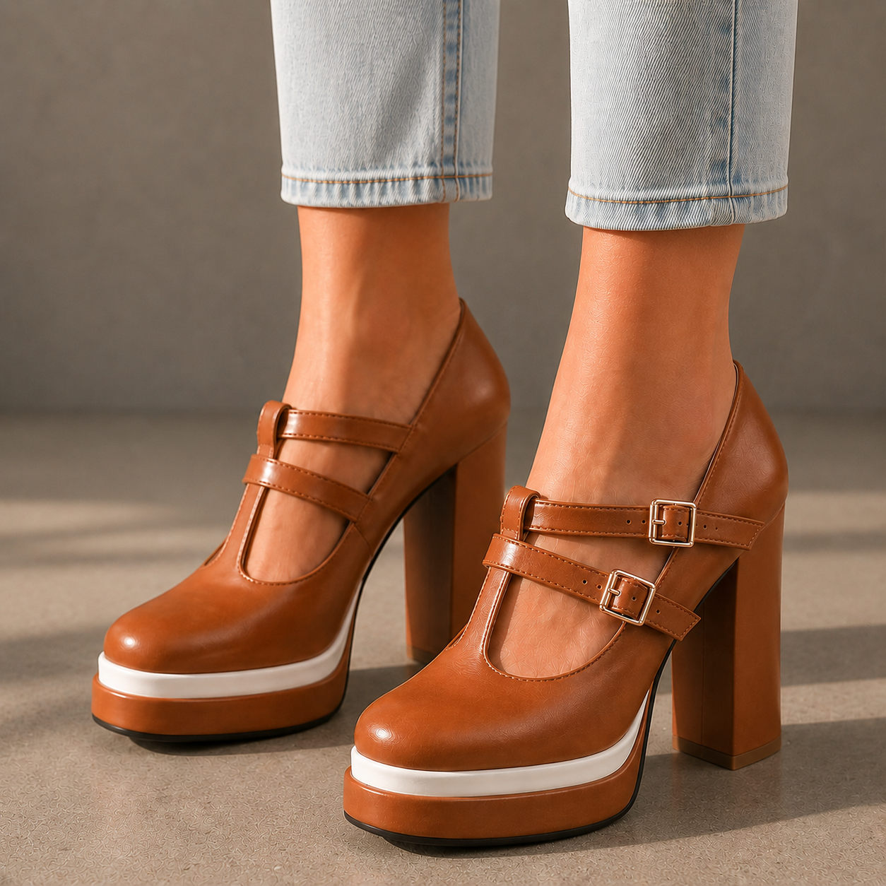 Elise Leather Mary Jane Heels