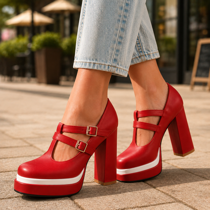 Elise Leather Mary Jane Heels