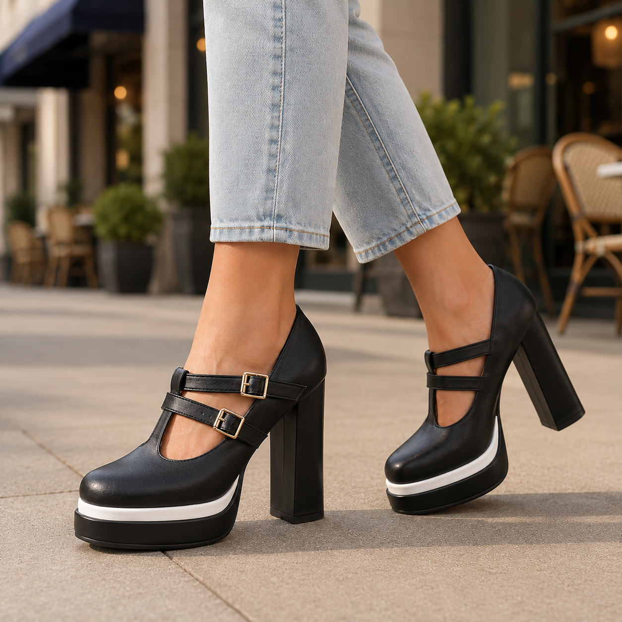 Elise Leather Mary Jane Heels