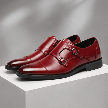 Caspian Leather Monk Strap Shoes