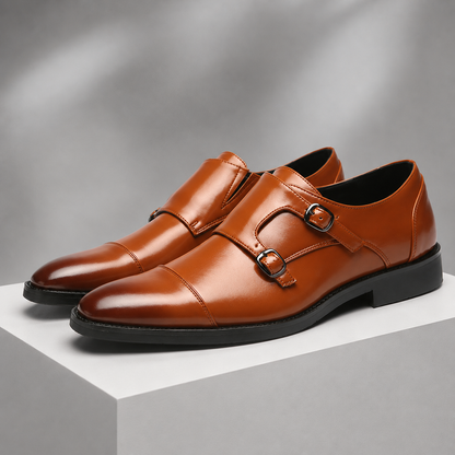 Caspian Leather Monk Strap Shoes