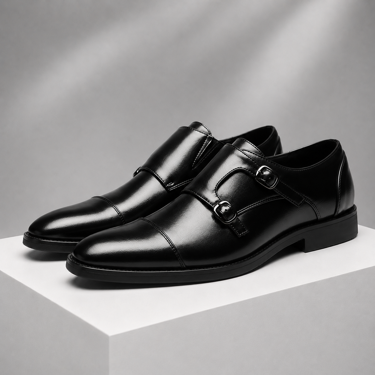 Caspian Leather Monk Strap Shoes