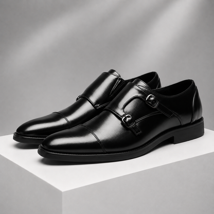 Caspian Leather Monk Strap Shoes