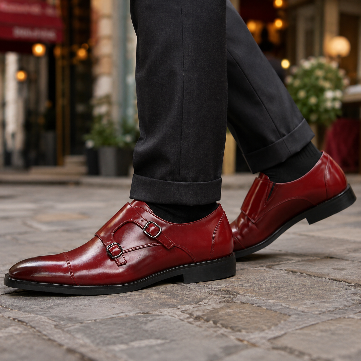 Caspian Leather Monk Strap Shoes
