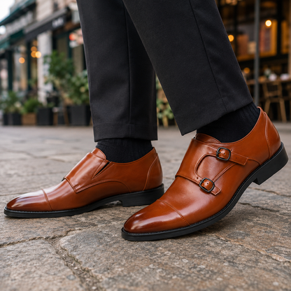Caspian Leather Monk Strap Shoes