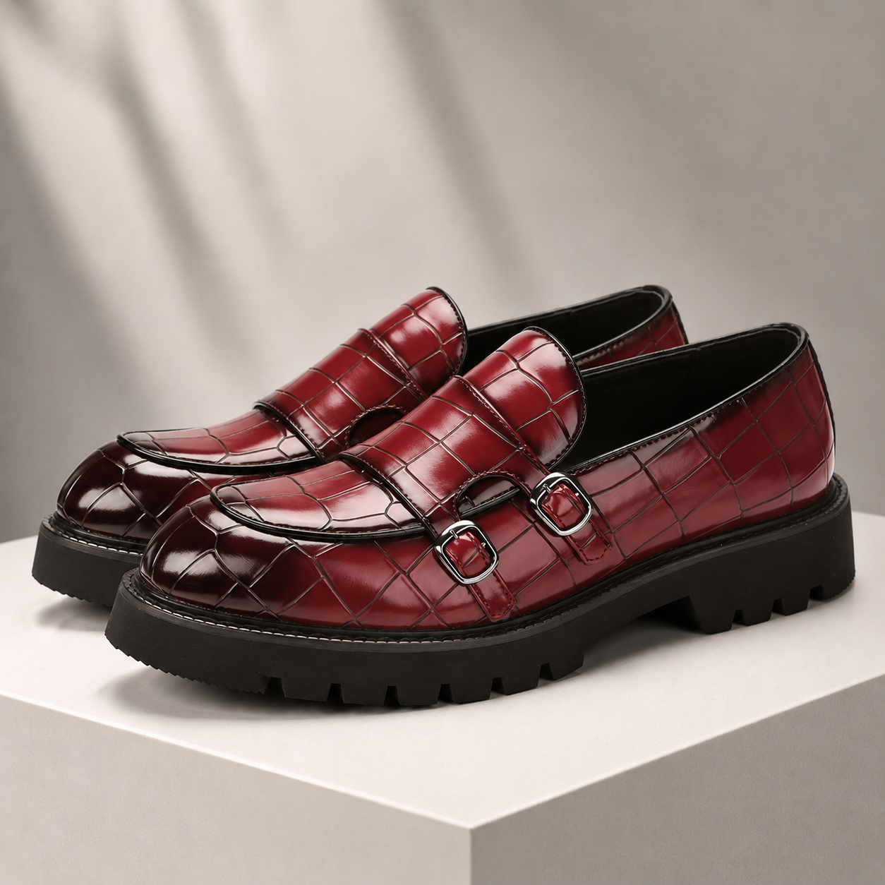 Caspian Leather Croc Loafers