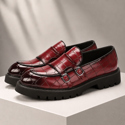 Caspian Leather Croc Loafers