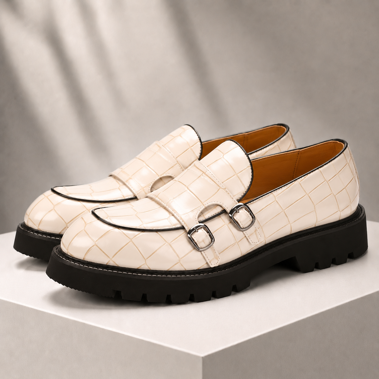 Caspian Leather Croc Loafers