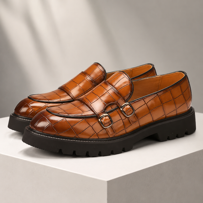 Caspian Leather Croc Loafers