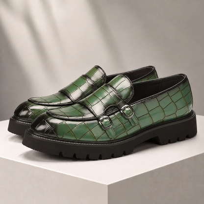 Caspian Leather Croc Loafers