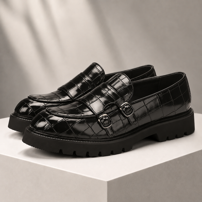 Caspian Leather Croc Loafers
