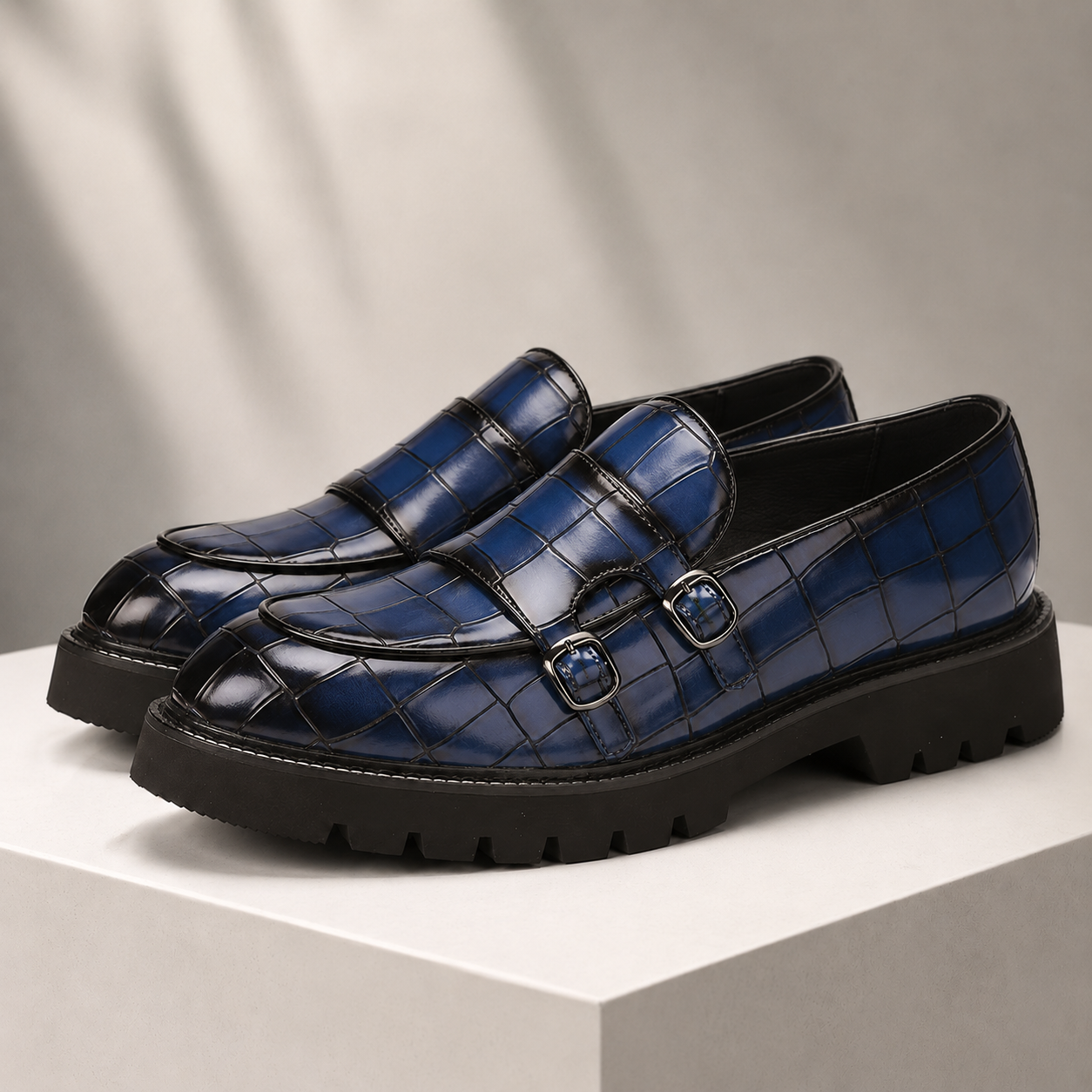 Caspian Leather Croc Loafers