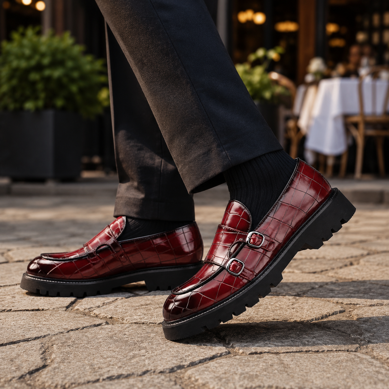 Caspian Leather Croc Loafers