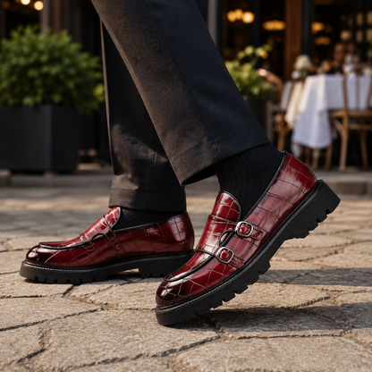 Caspian Leather Croc Loafers
