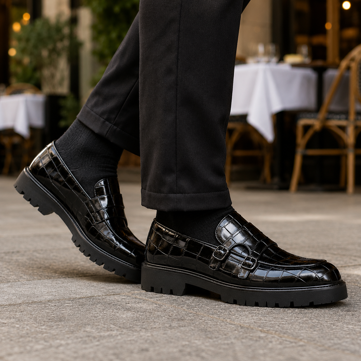 Caspian Leather Croc Loafers