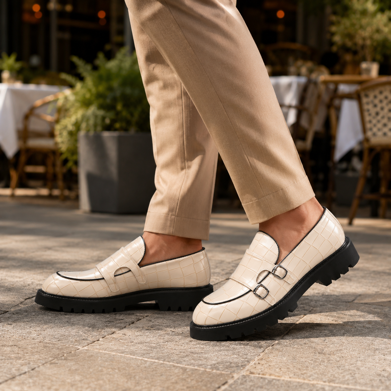 Caspian Leather Croc Loafers