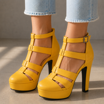 Mira Leather Platform Heels