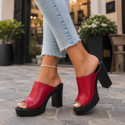 Elara Leather Platform Heels