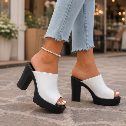 Elara Leather Platform Heels