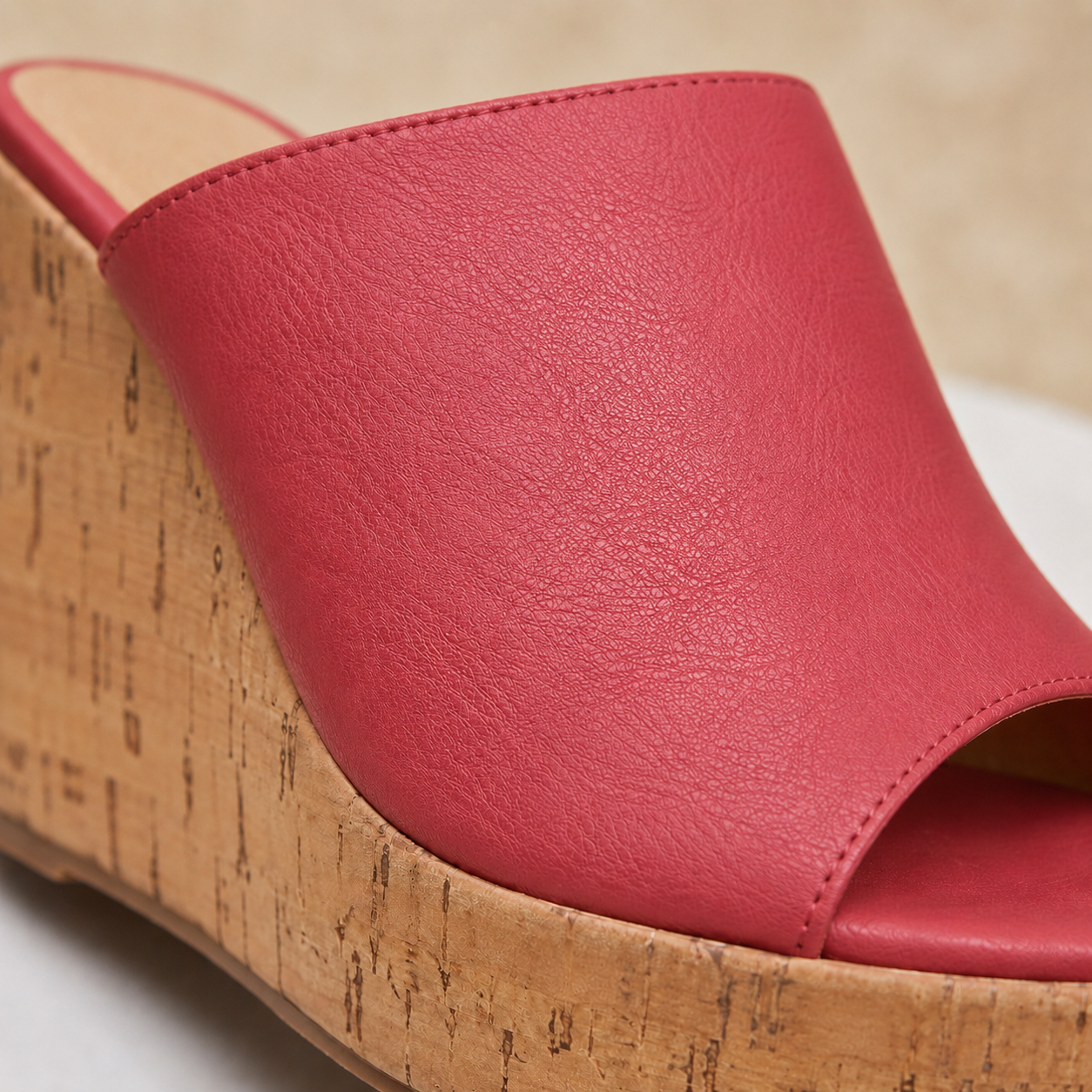 Elara Leather Cork Wedges