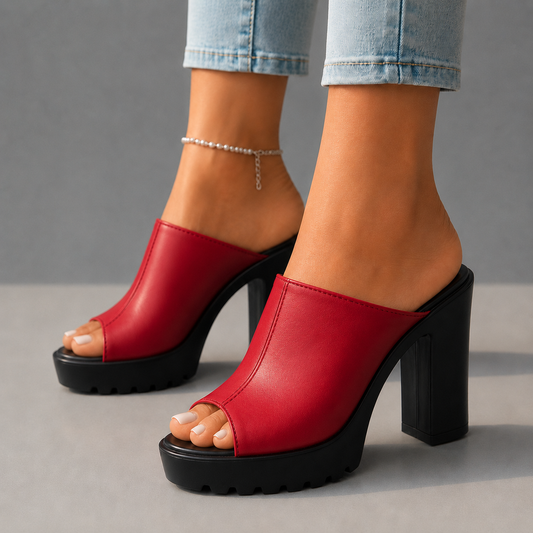 Elara Leather Platform Heels