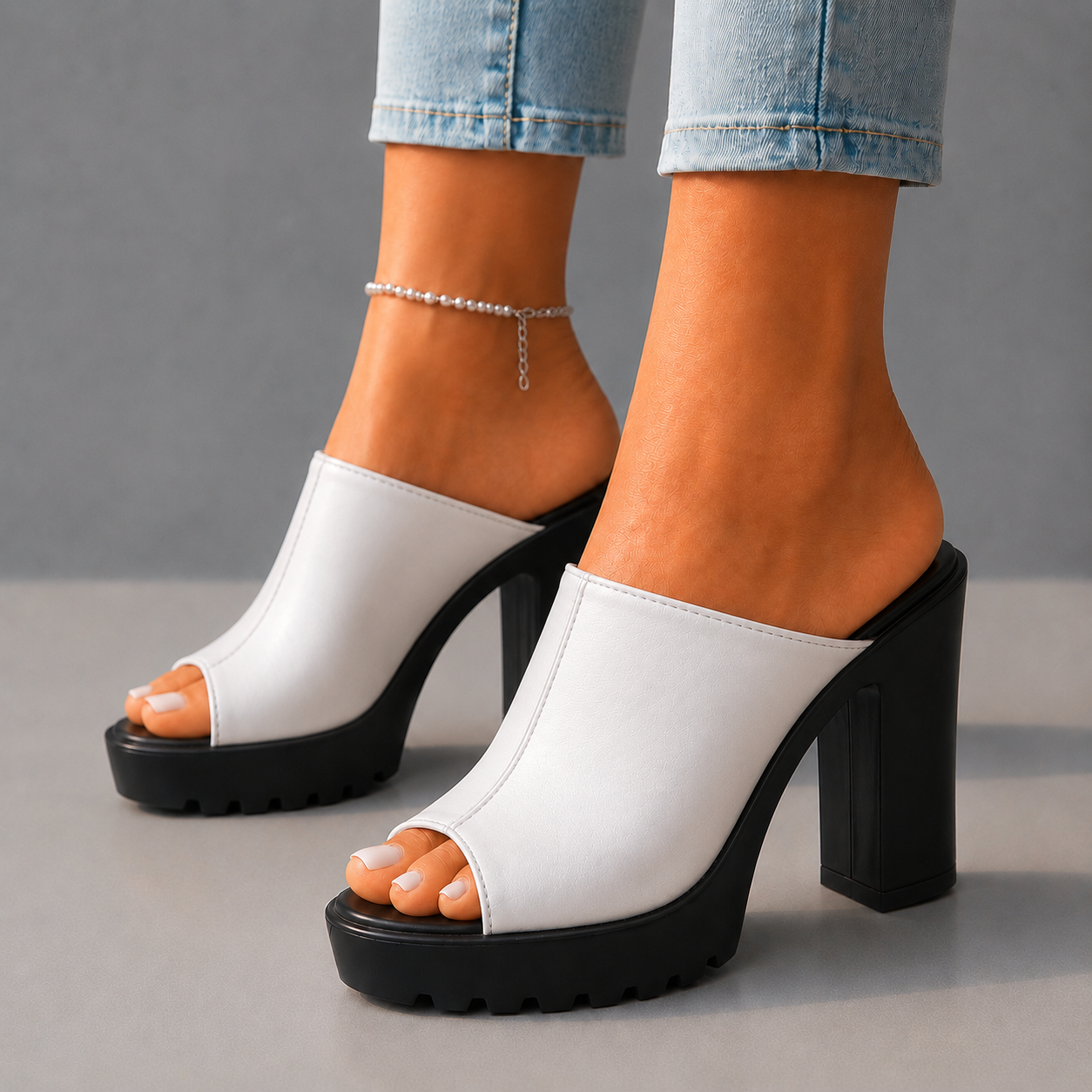 Elara Leather Platform Heels