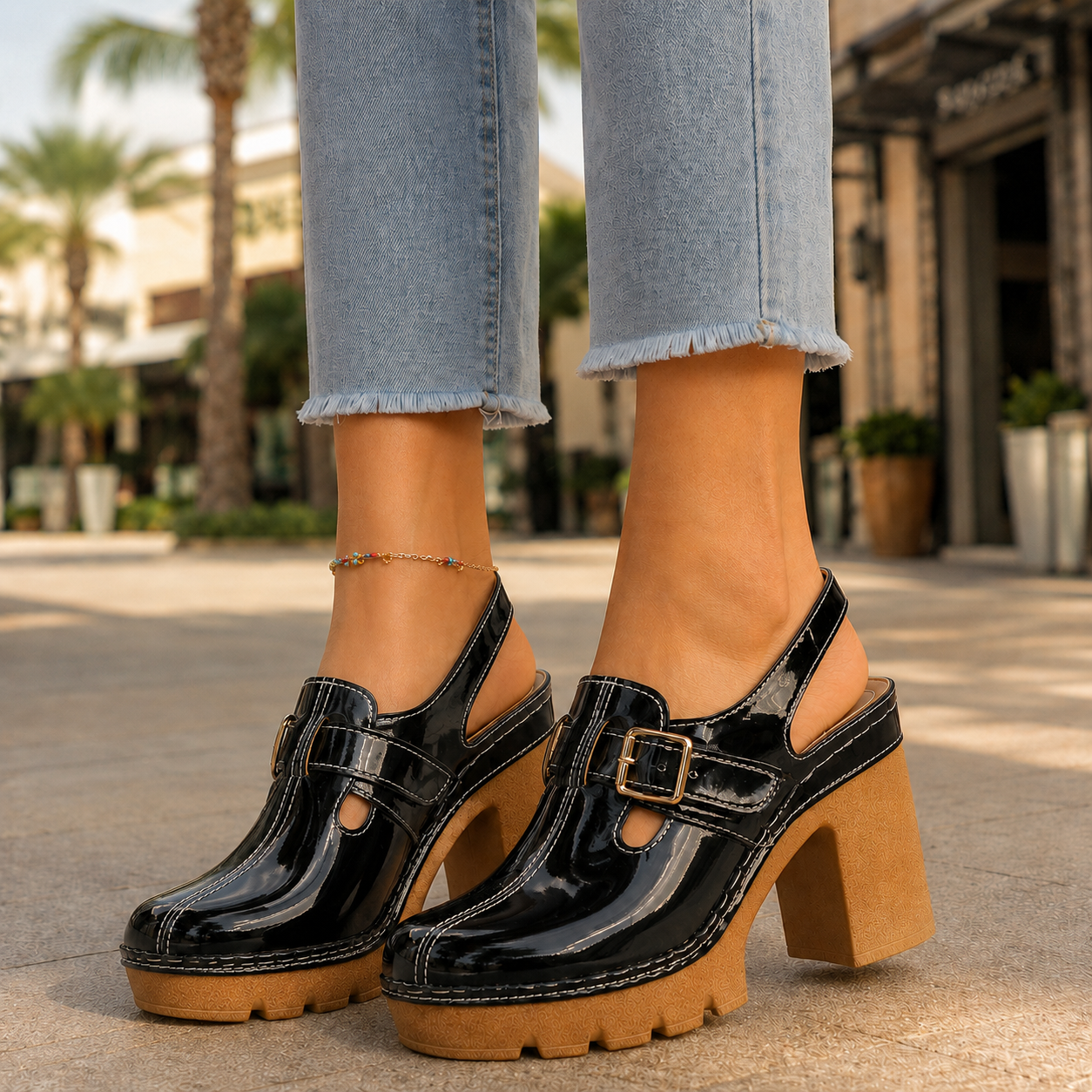Amara Leather Platform Heels