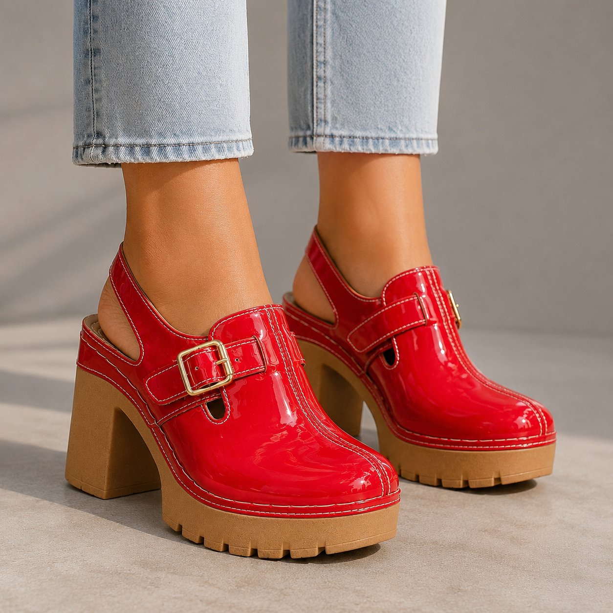Amara Leather Platform Heels