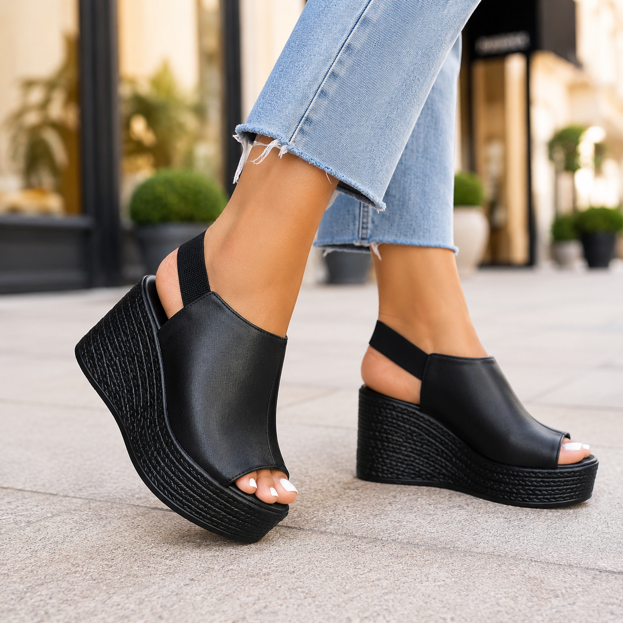 Mercer Leather Platform Wedges