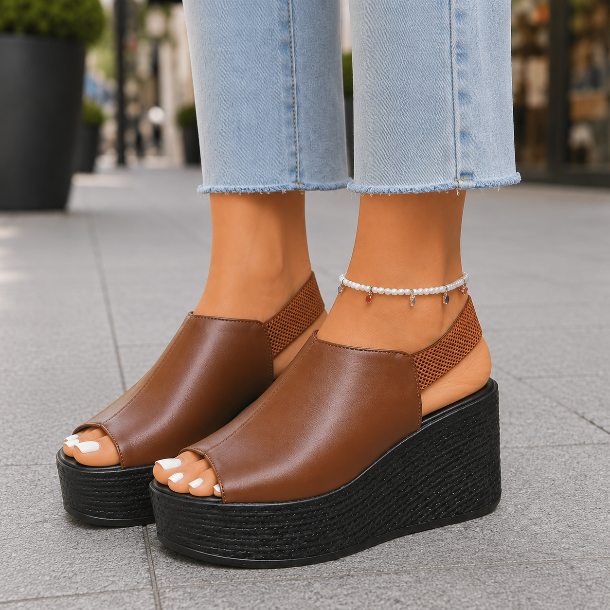 Mercer Leather Platform Wedges