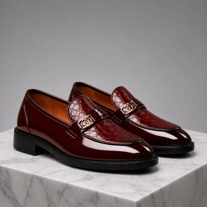 Vareno Leather Croc Loafers