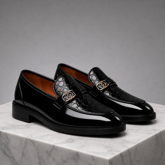 Vareno Leather Croc Loafers