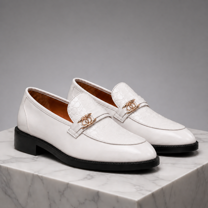 Vareno Leather Croc Loafers