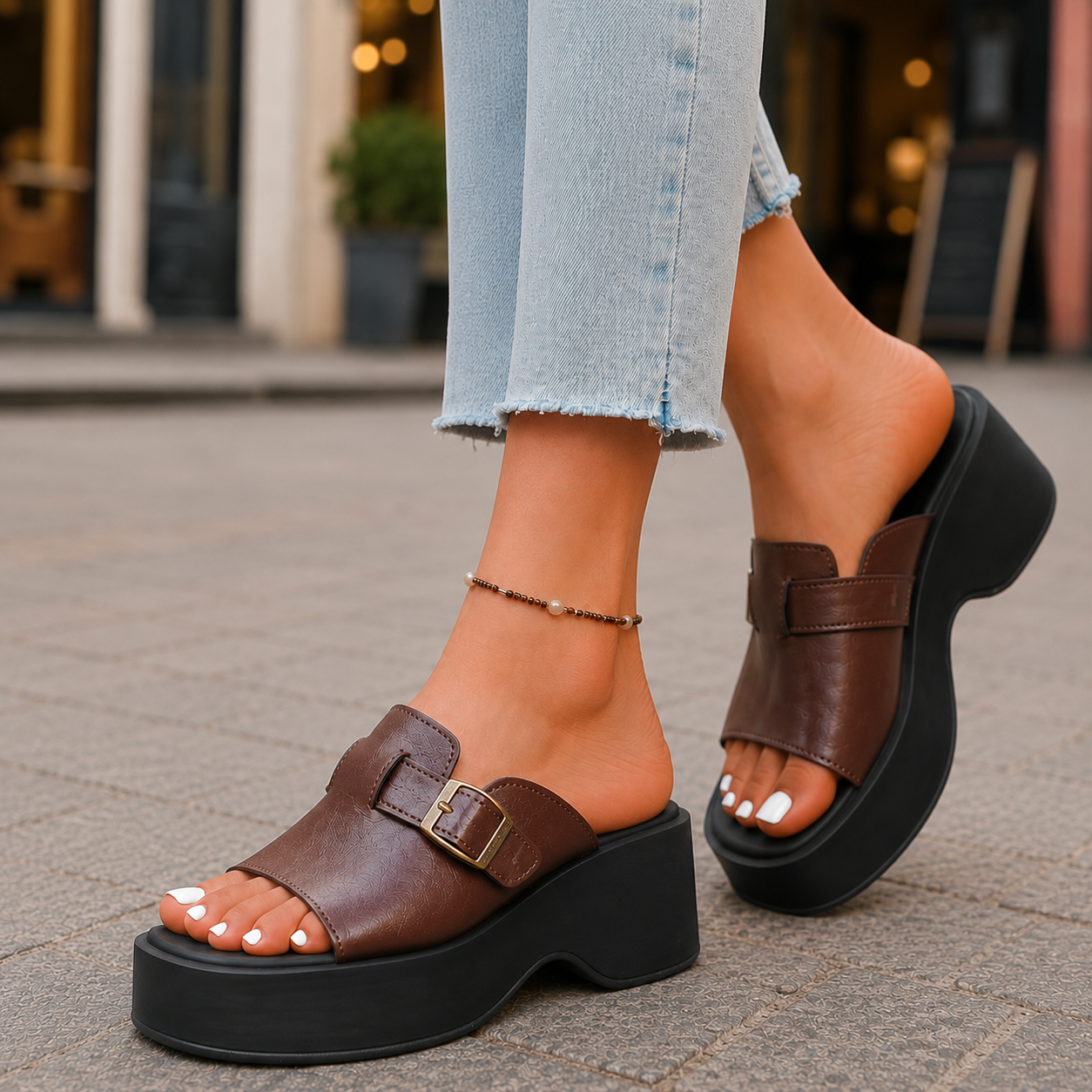 Vera Leather Platform Sandals