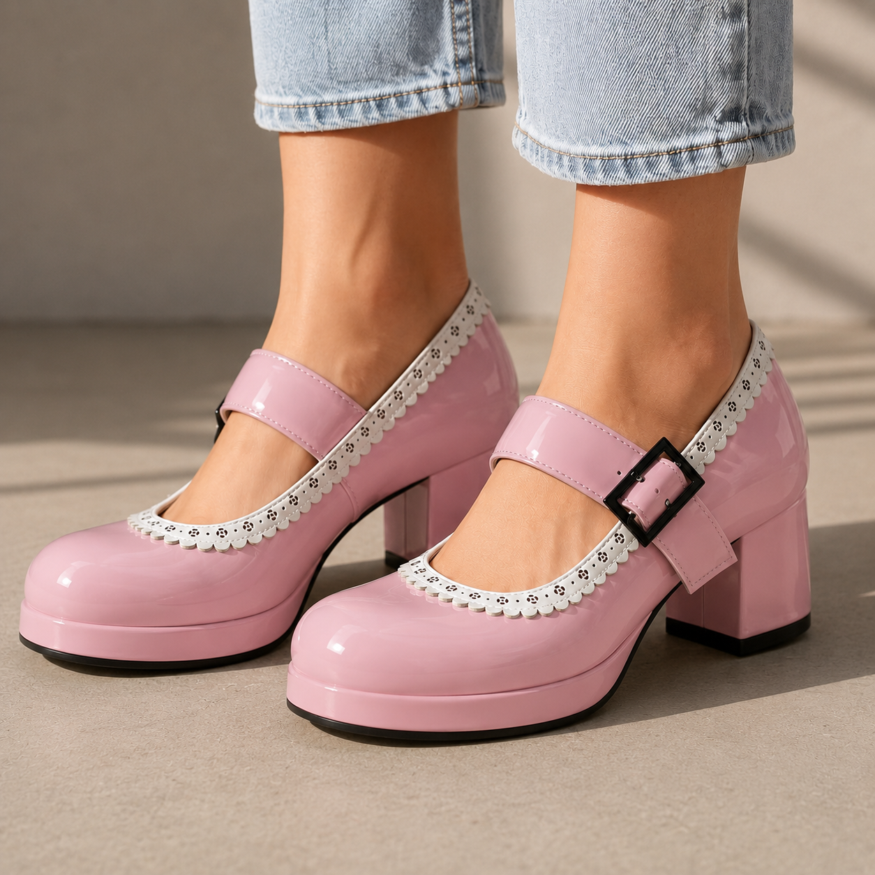 Alessia Leather Mary Jane Heels