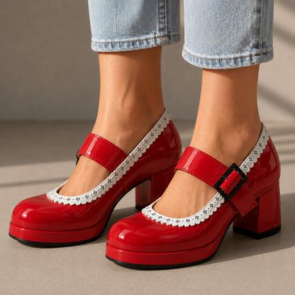 Alessia Leather Mary Jane Heels