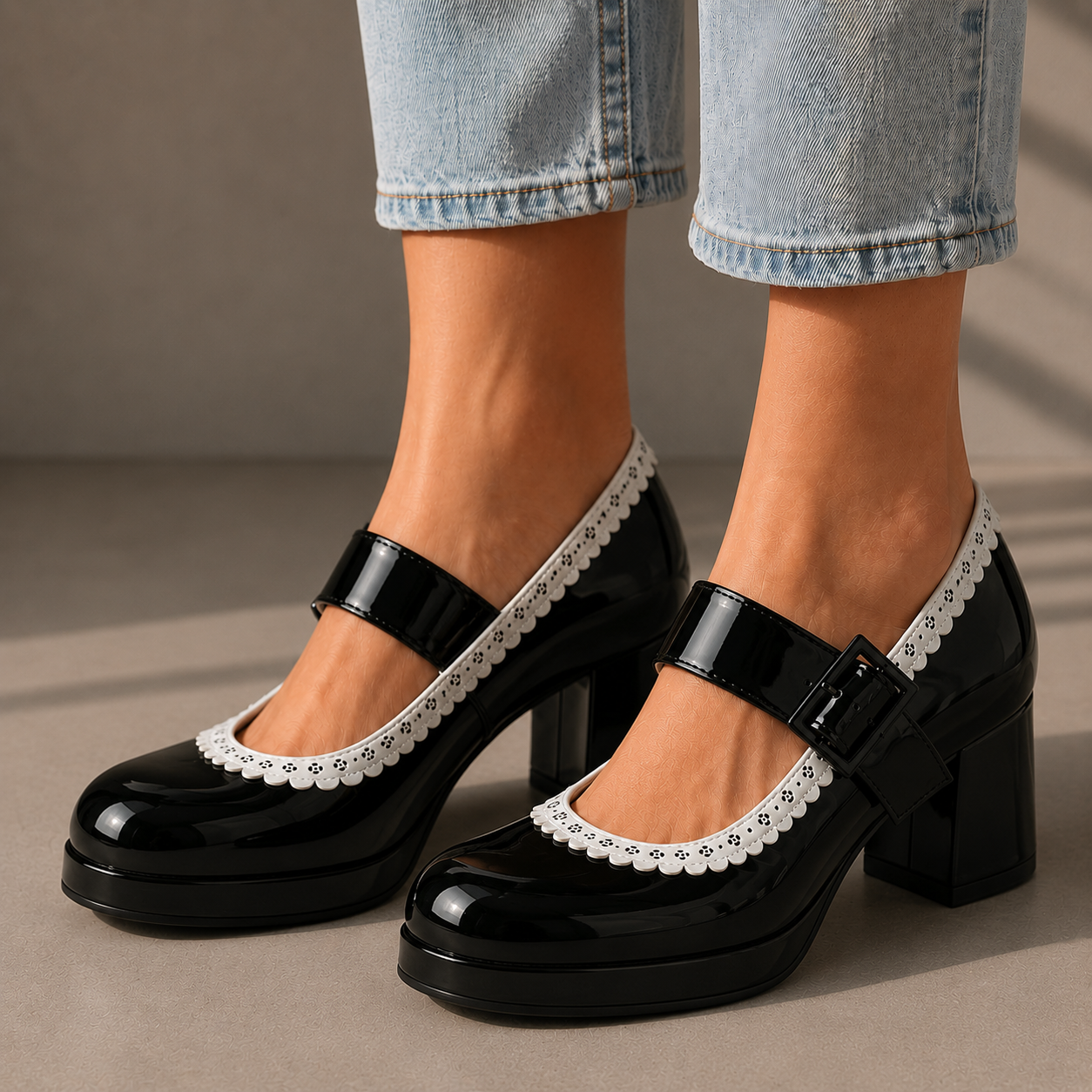 Alessia Leather Mary Jane Heels