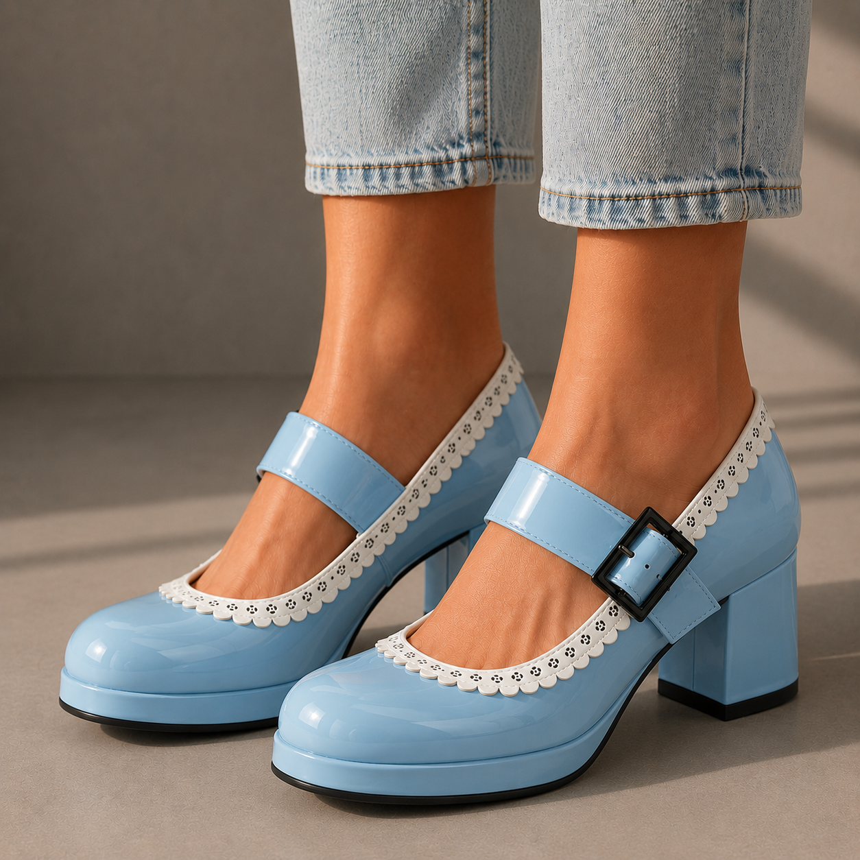 Alessia Leather Mary Jane Heels