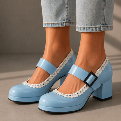 Alessia Leather Mary Jane Heels