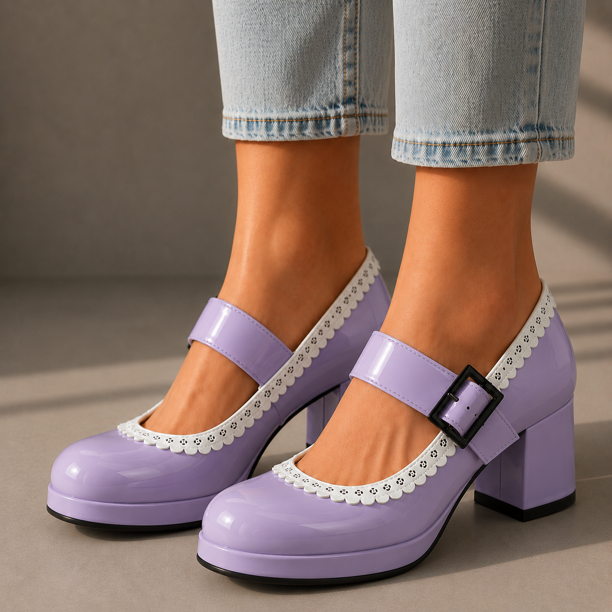 Alessia Leather Mary Jane Heels