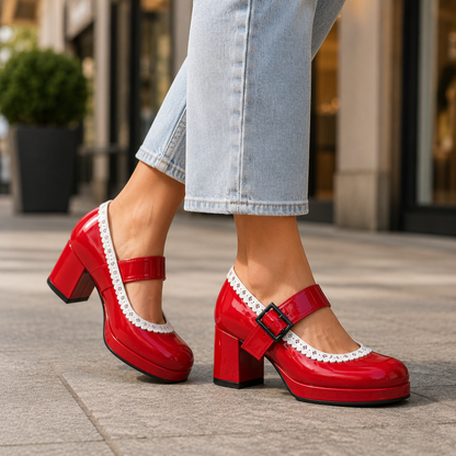 Alessia Leather Mary Jane Heels