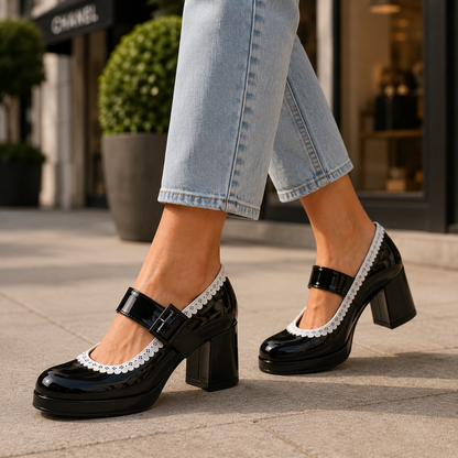 Alessia Leather Mary Jane Heels