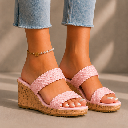Alessia Leather Cork Wedges