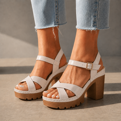 Loreta Leather Platform Heels