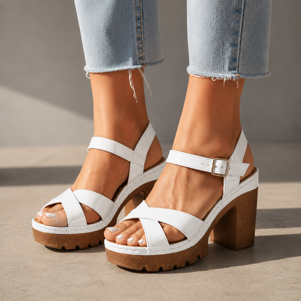 Loreta Leather Platform Heels