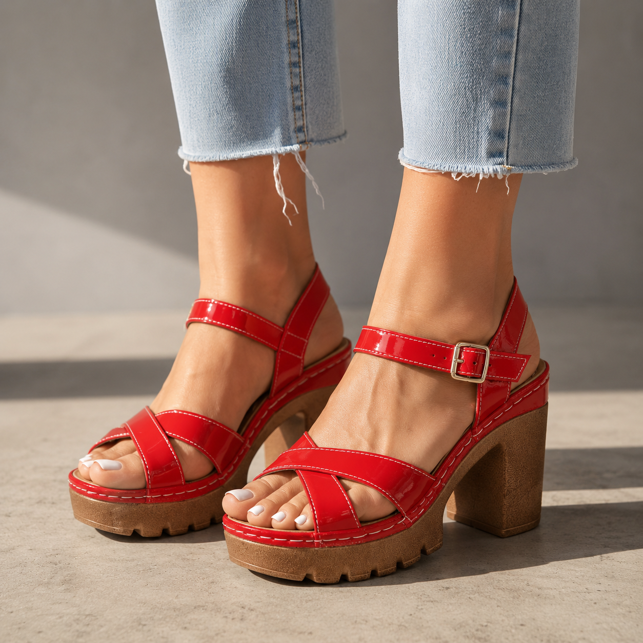 Loreta Leather Platform Heels